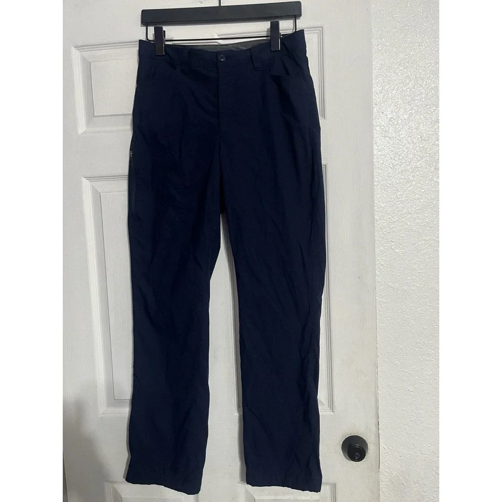 Eddie Bauer Mens Fleece Lined Tech Pants Navy Blue 32x32 Hiking Outdoor Warm